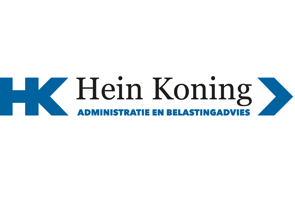 Hein Koning logo: een goed logo Logo Hein Koning Administratie en Belastingadvies, de bedrijfsnaam vormgegeven als HTML-tag tussen punthaken