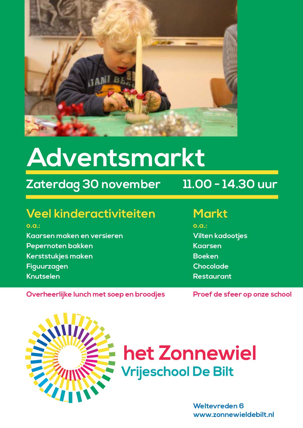 Flyer en poster Het Zonnewiel Flyer en poster Het Zonnewiel voor Adventmarkt
